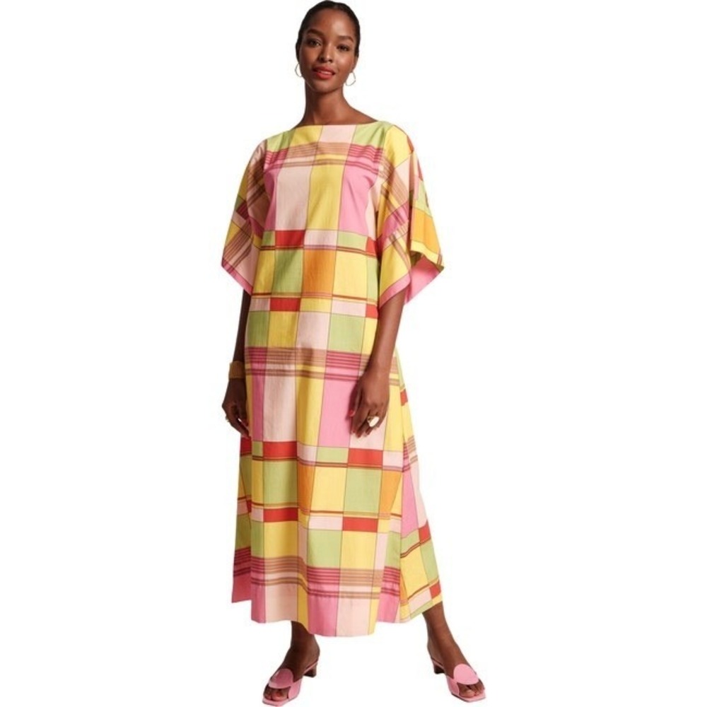 Frances Valentine Women's Spinnaker Dress Colorblock Plaid Yellow Multi- Size XS